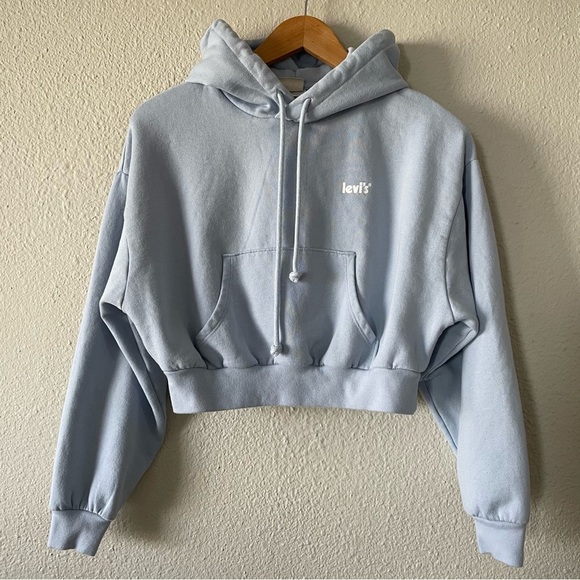 Levi's Tops - Levi's Laundry Day Cropped Hoodie Sweater Women’s XS Blue Relaxed Fit Skater